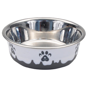 COASTAL GREY PAW PRINT BOWL