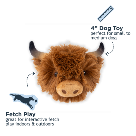 TALL TAILS HIGHLAND COW HEAD PLUSH DOG TOY 2 IN 1