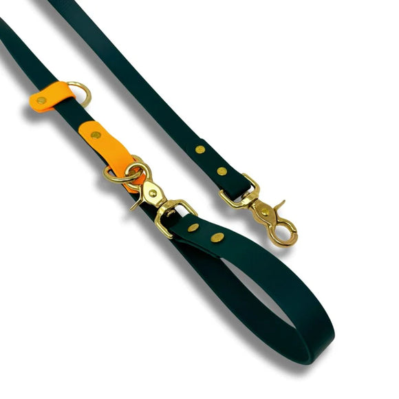 ROCKY MOUNTIAN DOG HANDS FREE WATERPROOF LEASH KALE TANGERINE
