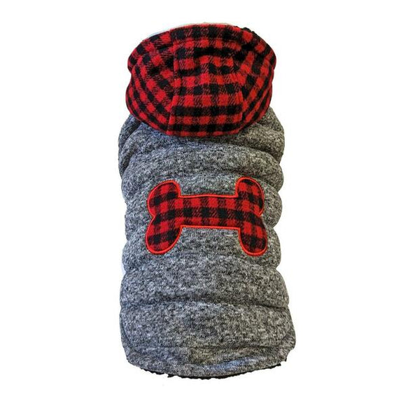 FASHIONPET PLAID GRAY COAT MEDIUM