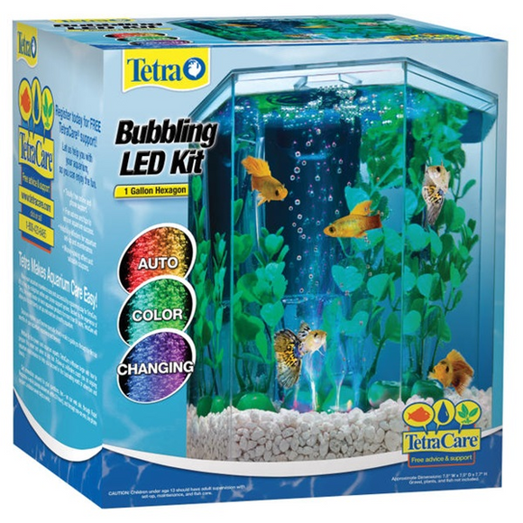 TETRA BUBBLING LED KIT 1 GALLON HEXAGON FISH TANK