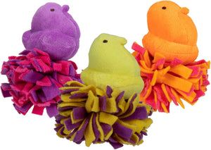 PEEPS CHICKS WITH FLEECE BALL 6" PLUSH DOG TOY RANDOM COLOUR
