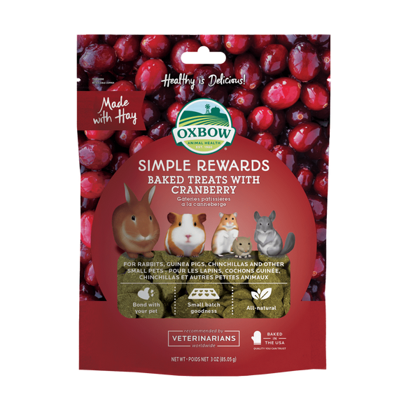 OXBOW SIMPLE REWARDS BAKED TREATS WITH CRANBERRY 3OZ