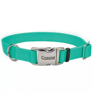 COASTAL DOG COLLAR W METAL BUCKLE SMALL TEAL