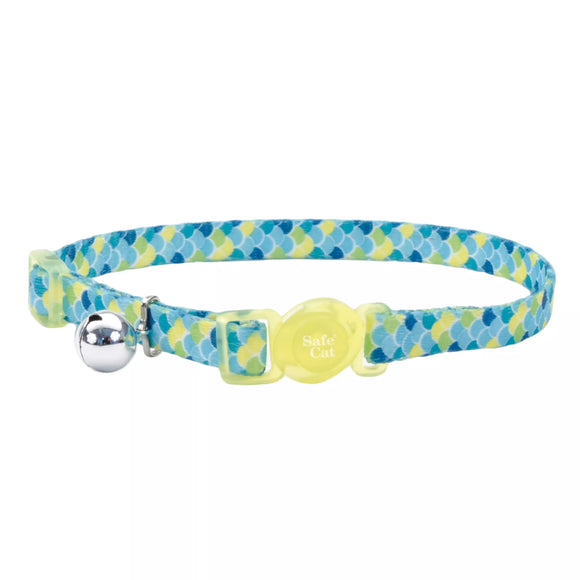 COASTAL BREAK AWAY CAT COLLAR GREEN AND BLUE SCALES