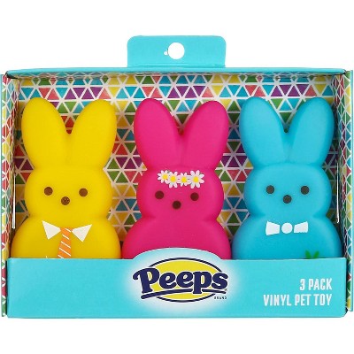 PEEPS VINYL BUNNY TOYS 3 PACK SQUEAKY DOG TOY