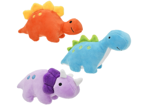 PET ENVY ASSORTED MINI DINO DOG TOYS  7"