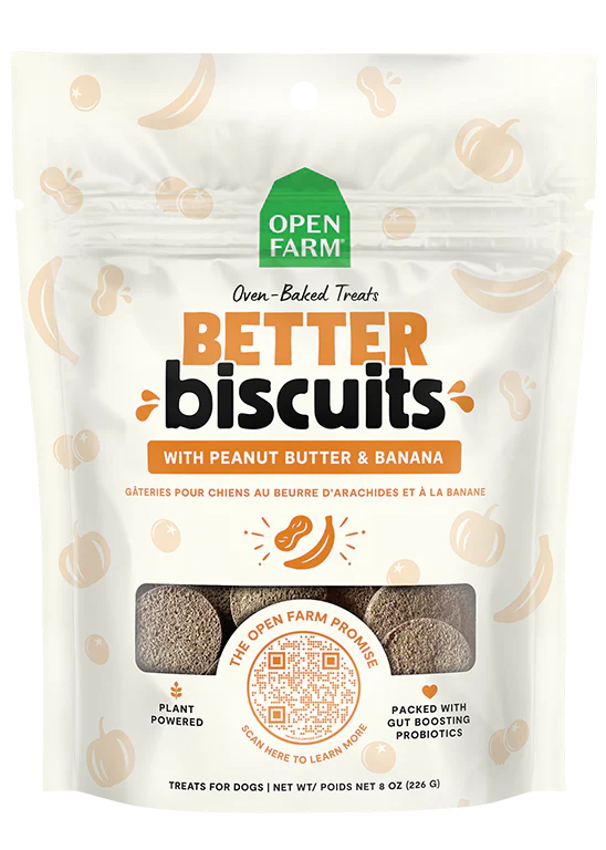 OPEN FARM BETTER BISCUITS PEANUT BUTTER & BANANA 8OZ