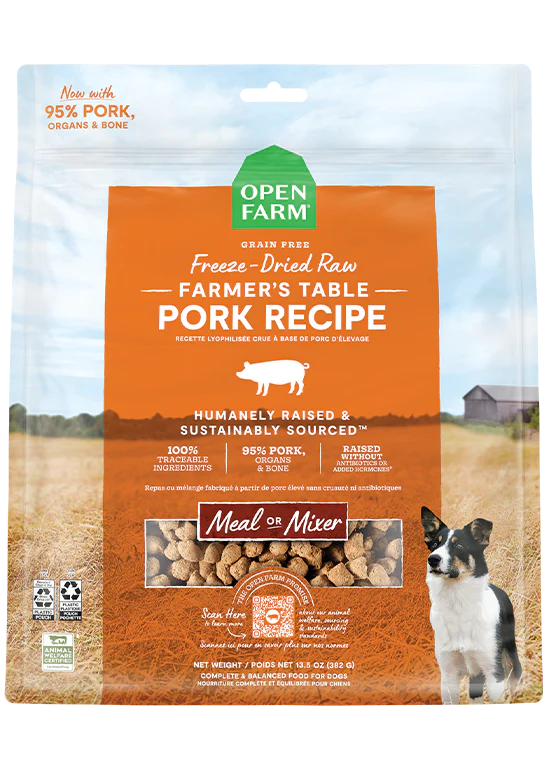 OPEN FARM FREEZE-DRIED RAW PORK MORSELS 382G