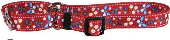 YELLOW DOG COLLAR MED RED BUTTERFLY
