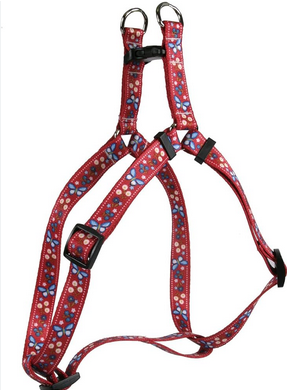 YELLOW DOG STEP-IN HARNESS MED RED BUTTERFLY