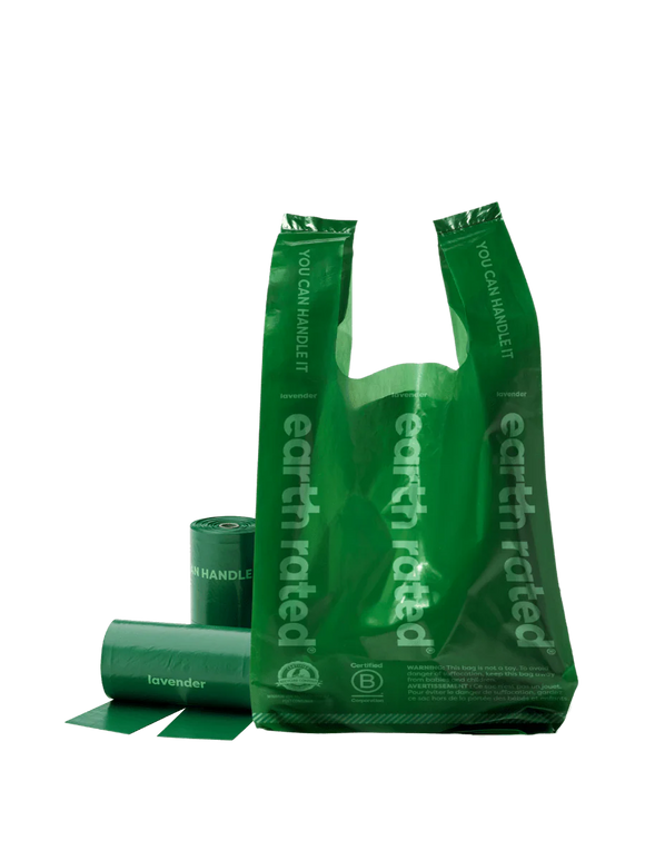 EARTH RATED POOP BAGS WITH HANDLES 8 ROLLS