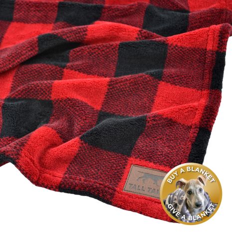 TALL TAILS BLACK BEAR TOY WITH PLAID BLANKET FOR DOGS 30