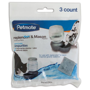 PETMATE REPLENDISH & MASON CHARCOAL FILTER 3PK