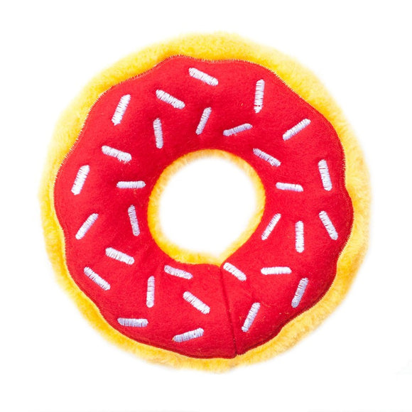 ZIPPY PAWS DONUTZ FABRIC TOY FOR DOGS CHERRY RED