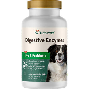 NATURVET DIGESTIVE ENZYMES DOG CHEW TABS 60CT