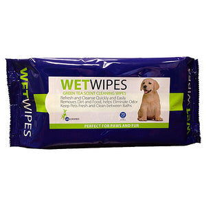 UNLEASHED WETWIPES PAWS/FUR GREEN TEA SCENT 70 WIPES