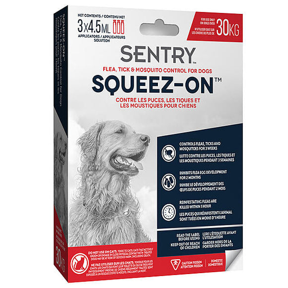 SENTRY FLEA/TICK/MOSQUITO SQUEEZ-ON DOG OVER 30 KG 3PK